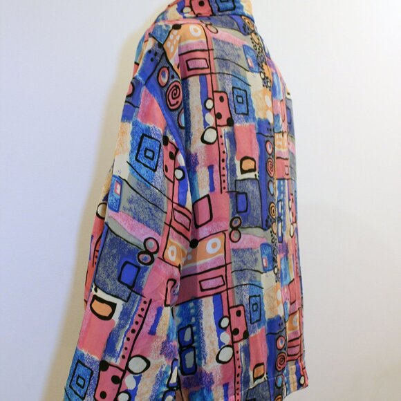 1990s Silk Abstract Print Track Jacket - Picture 3 of 13